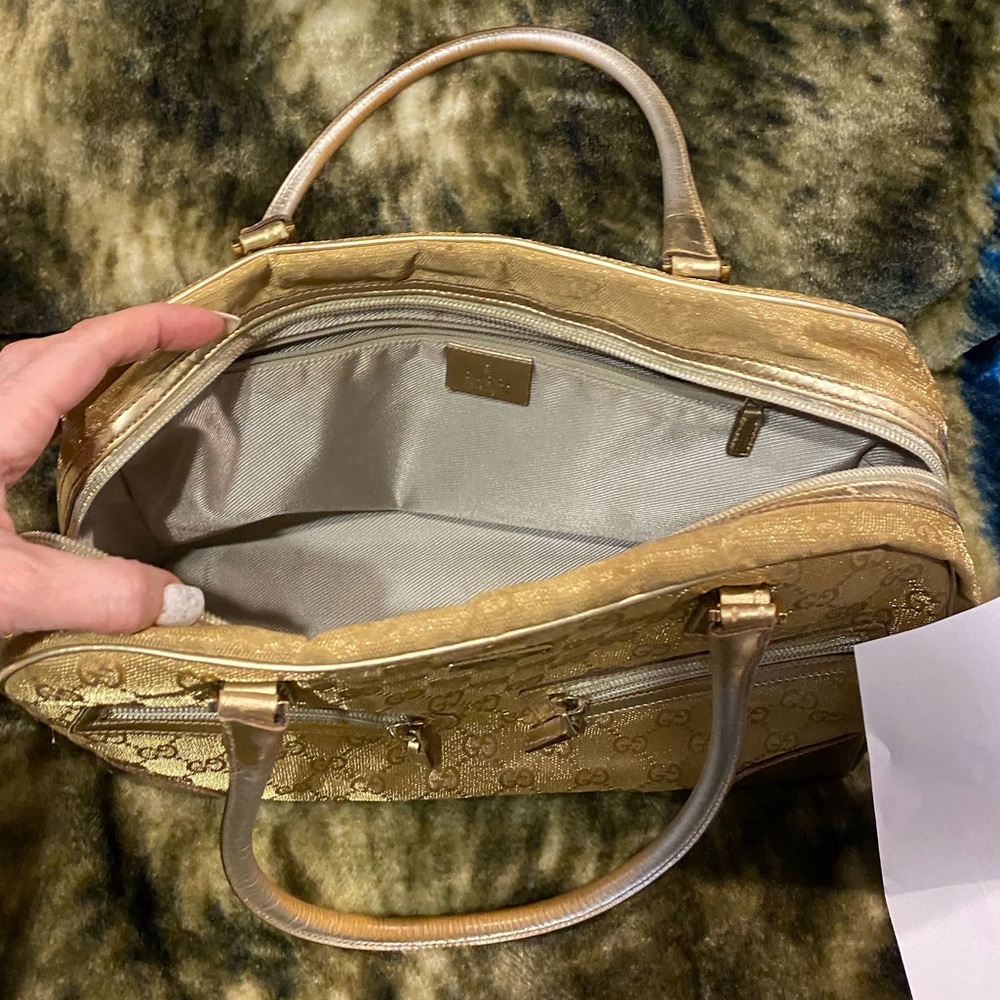 Gucci GG Monogram Gold Canvas Handbag GUC with COA ✨ - Picture 7 of 8